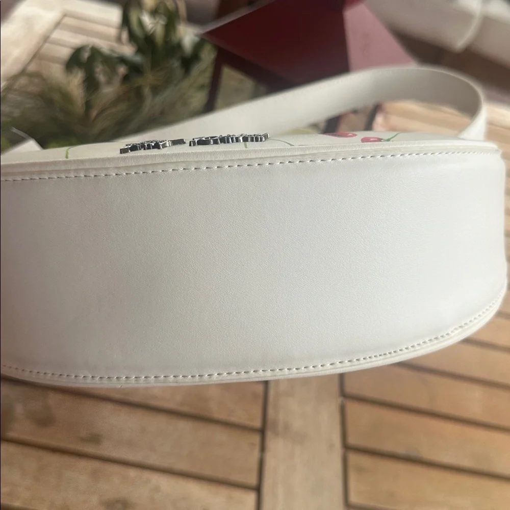 Betsey Johnson half moon white with cherries shoulder bag